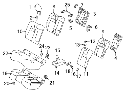 2022 Toyota Corolla Rear Seat Components Diagram