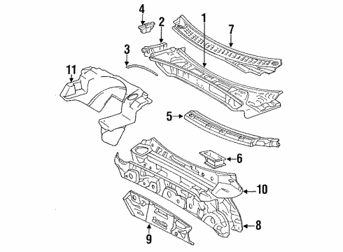 1994 Toyota MR2 Cowl Diagram