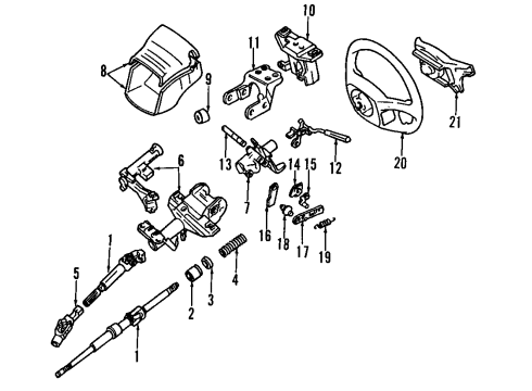 1994 Toyota MR2 Steering Column, Steering Wheel & Trim Diagram