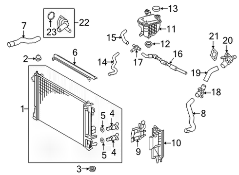 2020 Toyota Prius AWD-e Radiator & Components Diagram