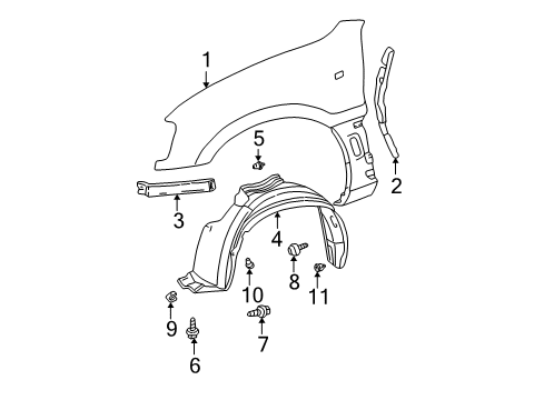 2004 Toyota RAV4 Fender & Components Diagram