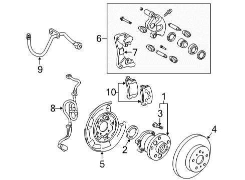 Hub & Bearing Assembly, Rear Axle, Passenger Side Diagram for 42410-33020