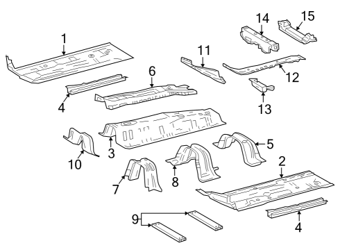 2023 Toyota Prius AWD-e Floor & Rails Diagram
