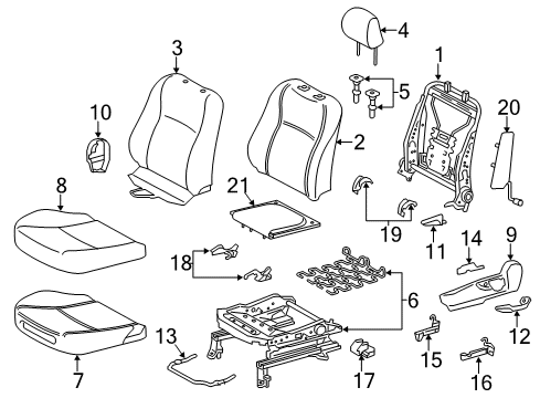 2012 Toyota Yaris Driver Seat Components Diagram