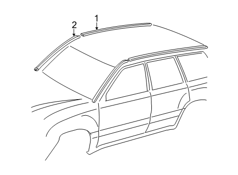 1998 Toyota Land Cruiser Moulding, Roof Drip Side Finish, Driver Side Diagram for 75506-60020