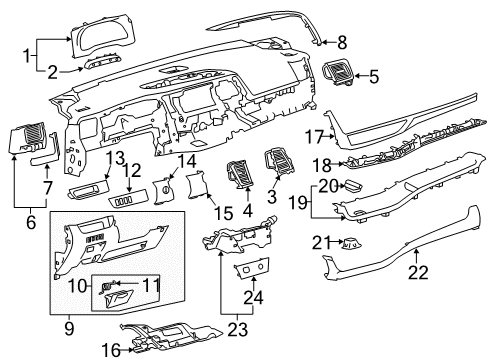 2017 Toyota Highlander Cluster & Switches, Instrument Panel Diagram