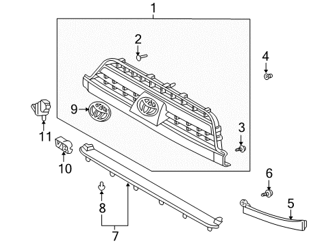 2004 Toyota 4Runner Grille & Components Diagram