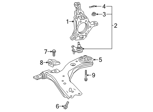 2020 Toyota Avalon Front Suspension Components, Lower Control Arm, Ride Control, Stabilizer Bar Diagram