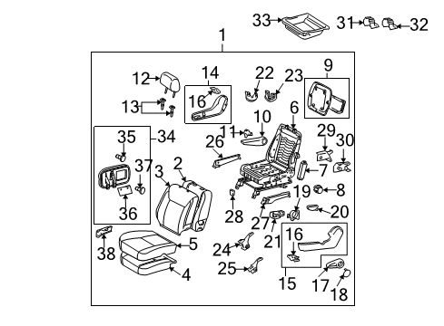 2009 Toyota Sienna Front Seat Components Diagram