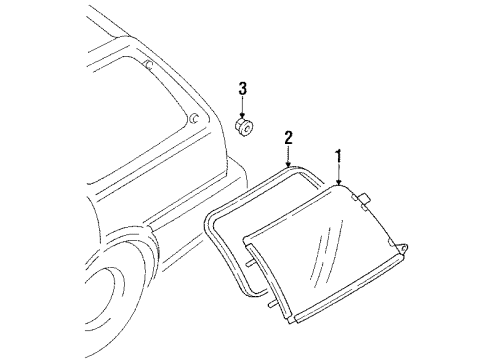 1992 Toyota Corolla Quarter Panel - Glass & Hardware Diagram