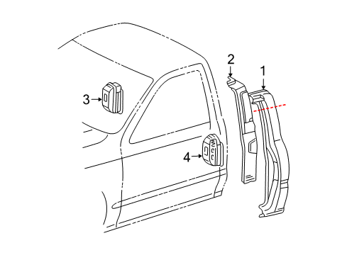 1998 Toyota Tacoma Side Panel & Components Diagram