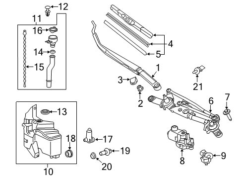 2022 Toyota Corolla Wiper & Washer Components Diagram