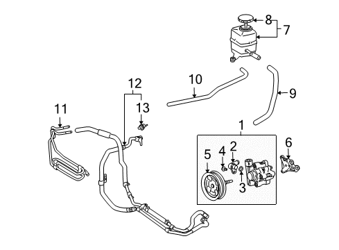 Cooler Sub-Assembly, Power Steering Oil Diagram for 44402-60012