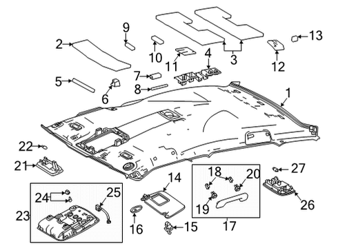 2018 Toyota Mirai Interior Trim - Roof Diagram