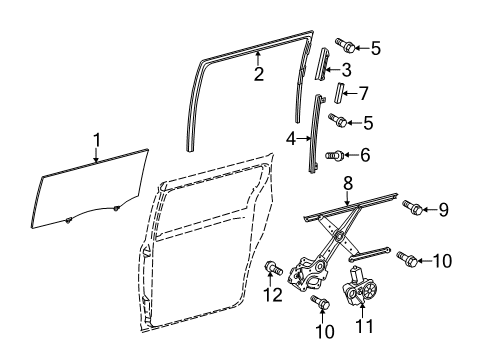 2020 Toyota Sienna Side Loading Door - Glass & Hardware Diagram