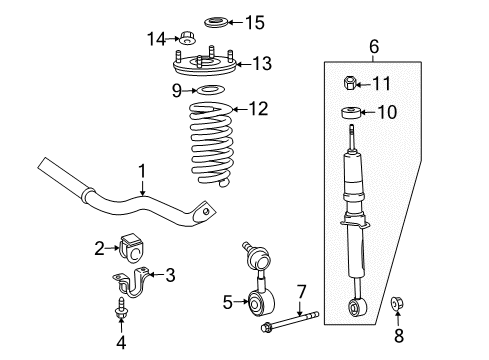 2017 Toyota Sequoia Front Struts & Components, Stabilizer Bar & Components Diagram