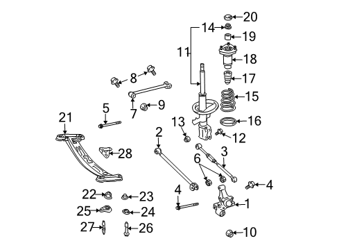 2006 Toyota Camry Rear Suspension Components, Lower Control Arm, Stabilizer Bar Diagram
