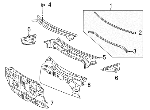 2000 Toyota RAV4 Cowl Diagram