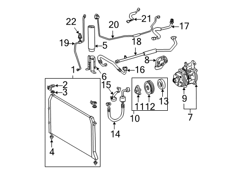 2003 Toyota Sienna A/C Condenser, Compressor & Lines Diagram