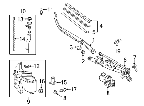 2020 Toyota Corolla Windshield - Wiper & Washer Components Diagram 2 - Thumbnail