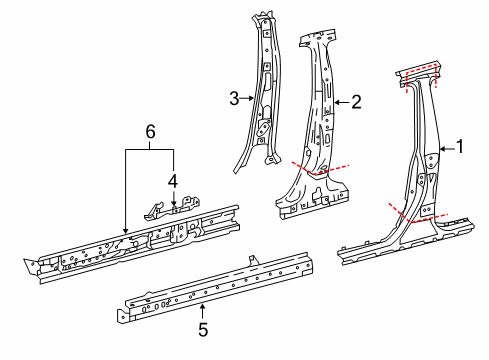 2021 Toyota Prius AWD-e Center Pillar & Rocker Diagram