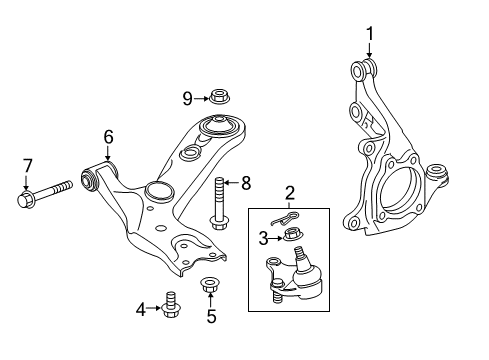 2018 Toyota Corolla iM Front Suspension Components, Lower Control Arm, Stabilizer Bar Diagram
