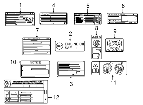 2020 Toyota Avalon Information Labels Diagram