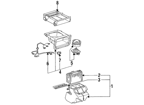 1996 Toyota Previa A/C Evaporator Components Diagram 1 - Thumbnail