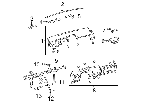 2013 Toyota Corolla Cluster & Switches, Instrument Panel Diagram 1 - Thumbnail