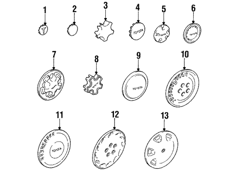 1990 Toyota Camry Wheel Covers & Trim Diagram