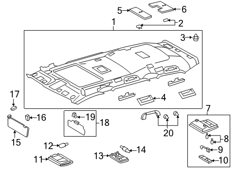 2017 Toyota Land Cruiser Interior Trim - Roof Diagram