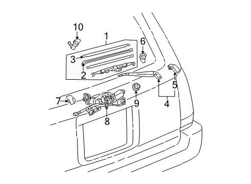 1996 Toyota 4Runner Lift Gate - Wiper & Washer Components Diagram