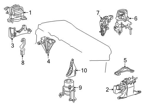 2022 Toyota Camry Engine & Trans Mounting Diagram