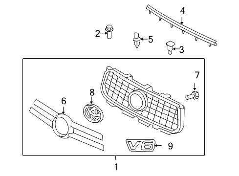 2008 Toyota RAV4 Grille & Components Diagram