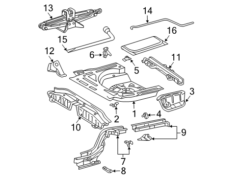 2007 Toyota Corolla Rear Body - Floor & Rails Diagram