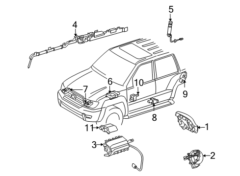 2013 Toyota FJ Cruiser Air Bag Components Diagram