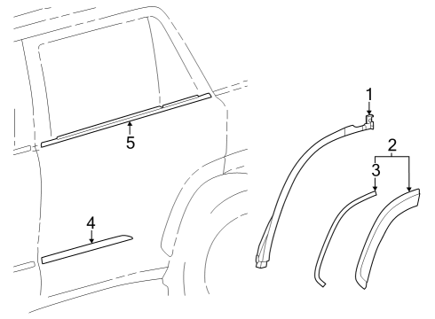 2024 Toyota Sequoia Exterior Trim - Rear Door Diagram