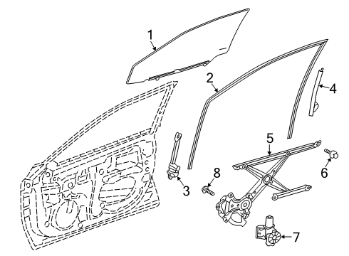2020 Toyota Avalon Front Door - Glass & Hardware Diagram