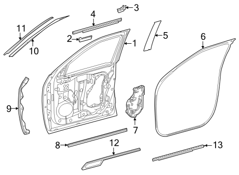 2024 Toyota Sequoia Door & Components, Exterior Trim Diagram