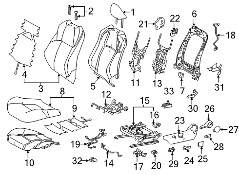 2018 Toyota C-HR Driver Seat Components Diagram