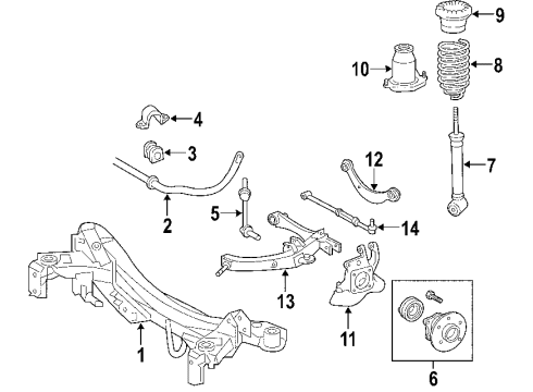 2009 Scion tC Rear Suspension Components, Stabilizer Bar & Components Diagram