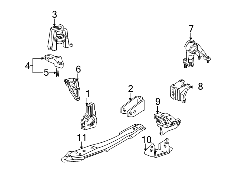 2001 Toyota Celica Engine & Trans Mounting Diagram