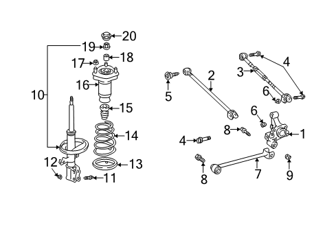 2004 Toyota Highlander Rear Suspension Components, Lower Control Arm, Stabilizer Bar Diagram 3 - Thumbnail