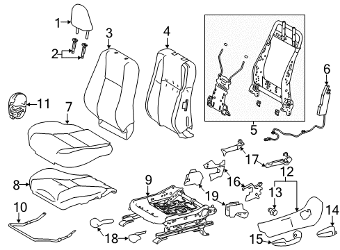 2014 Toyota Corolla Driver Seat Components Diagram