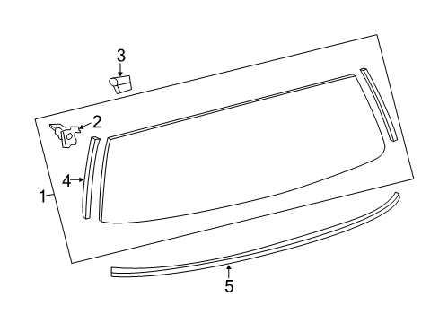 2009 Scion xD Lift Gate - Glass & Hardware Diagram