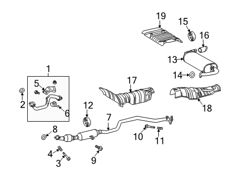 2010 Toyota Matrix Exhaust Components Diagram 2 - Thumbnail