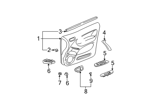 2004 Toyota RAV4 Interior Trim - Front Door Diagram