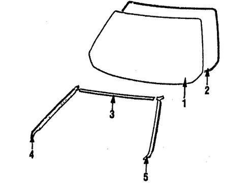 1985 Toyota MR2 Cowl & Windshield - Glass & Hardware Diagram