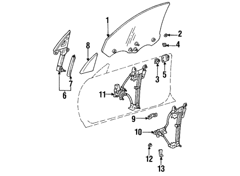 1998 Toyota Celica Glass - Door Diagram