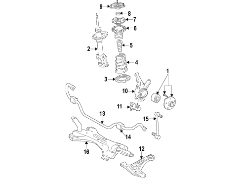 2013 Scion tC Front Suspension Components, Lower Control Arm, Stabilizer Bar Diagram